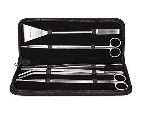Produktbild: NatureHolic XXL Aquascaping Set - Scaping Tools (Pflanzenschere, Pinzetten) Edelstahl - fünfteilig