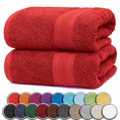 Produktbild: NatureMark 2er Pack SAUNATÜCHER Premium Qualität 80x200cm SAUNATUCH Sauna-Handtuch 100% Baumwolle Farbe: Rot