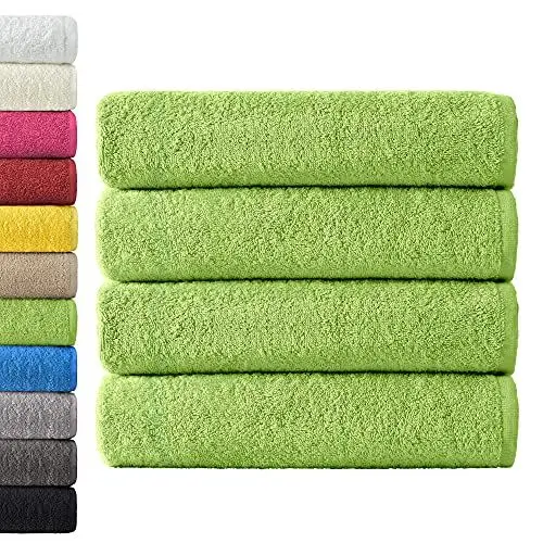 Produktbild: NatureMark 4er Pack Duschtücher, Größe 70x140cm, Apfel Grün, 100% Baumwolle