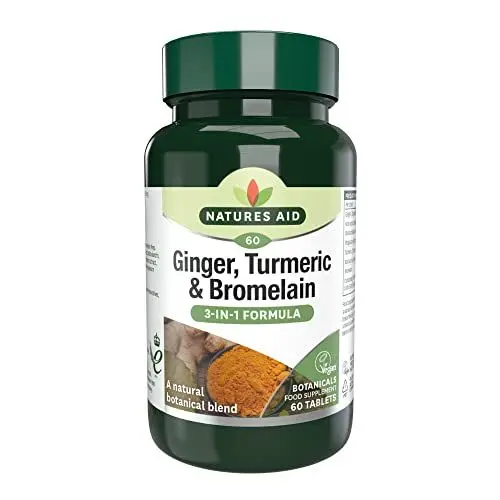 Produktbild: Natures Aid Ginger, Turmeric & Bromelain , 60 Tablettes