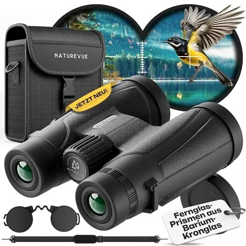 Produktbild: NATUREVUE - 10x42 Fernglas für Erwachsene, IPX6 wasserdicht inkl. Zubehör - BAK4 + FMC, für Brillenträger, Reisen, Vogelbeobachtung, Sport & Outdoor 700g