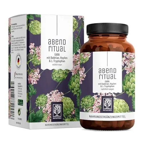 Produktbild: NATURTREU® GABA Kapseln hochdosiert mit Baldrian, Tryptophan, Hopfen – GABA Komplex hochdosiert - 90 Kapseln - Vegan & ohne Zusatzstoffe
