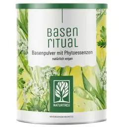 Produktbild: NATURTREU® Basenritual – Basenpulver - unterstützt Säure-Basen-Stoffwechsel - mit Kalium Magnesium Zink Calcium Zitronengraspulver und Petersilienblattpulver - Unterstützt beim Basenfasten
