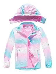 Produktbild: NATUST Mädchen Gefütterte Regenjacke Kinder Winddicht Übergangsjacke Jungen Warm Atmungsaktiv Softshelljacke mit Abtrennbare Kapuze Herz 104-110