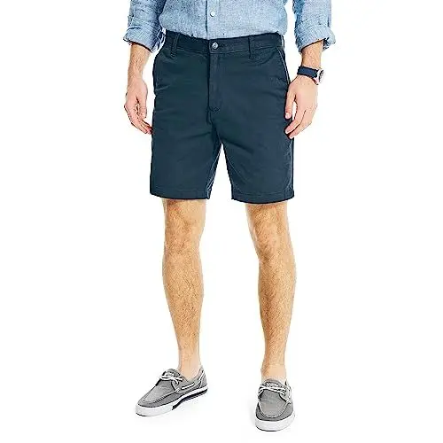 Produktbild: Nautica Herren Classic Fit Flat Front Stretch Solid Chino Deck Legere Shorts, Blau(True Navy), 42W