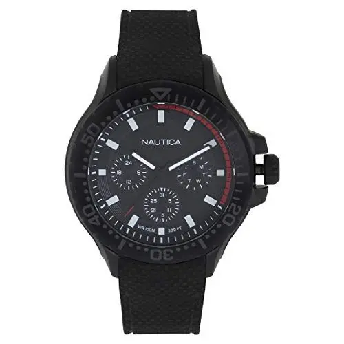 Produktbild: Nautica Herren Datum klassisch Quarz Uhr mit Silikon Armband NAPAUC004