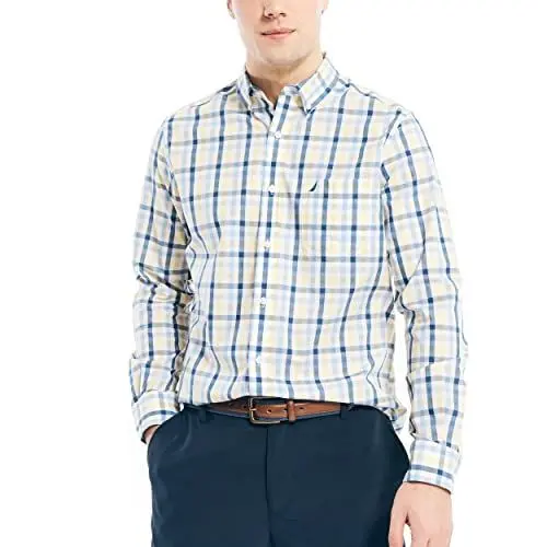 Produktbild: Nautica Knitterfreies Langarmhemd für Herren, Knopfleiste vorne, XL