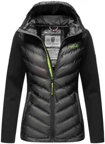 Produktbild: Navahoo Damen Fleece Hybrid Jacke Wanderjacke Kapuzenjacke B852 (B852-Nimm-Schwarz-Gr.L)