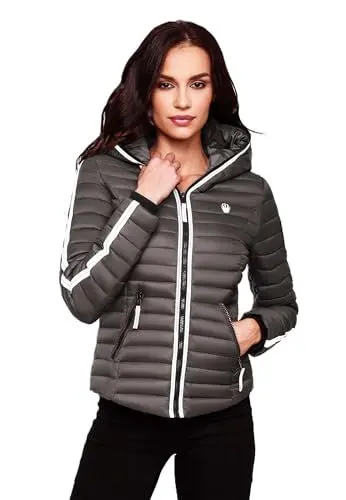 Produktbild: Navahoo Damen Jacke Steppjacke Übergangsjacke gesteppt Herbst Kapuze B811 (B811-Kim-Pri-Anthrazit-Gr.M)