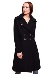 Produktbild: Navahoo Damen Mantel Trenchcoat Winterjacke Wintermantel B661 (B661-Wooly-Schwarz-Gr.M)