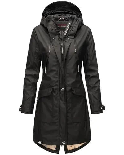 Produktbild: Navahoo Damen Regenjacke Regenmantel mit Kapuze Wasserabweisend B939 (B939-Schötch-Schwarz-Gr.M)