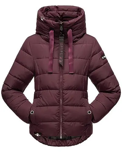 Produktbild: Navahoo Damen Steppjacke Winterjacke Stehkragen gefüttert B930 (B930-Amay-Weinrot-Gr.XS)