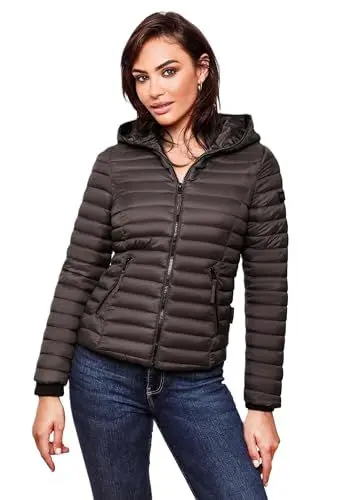 Produktbild: Navahoo Damen Übergangs Stepp Jacke mit Kapuze B348 (B348-Kimuk-Anthrazit-Gr.M)