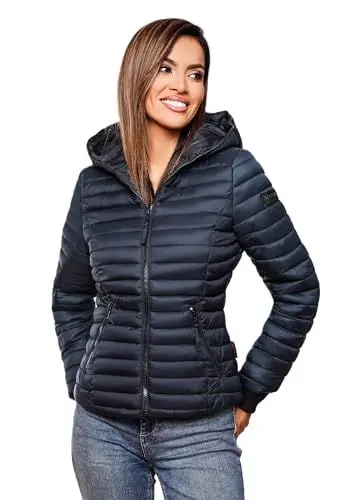 Produktbild: Navahoo Damen Übergangs Stepp Jacke mit Kapuze B348 (B348-Kimuk-Navy-Gr.M)
