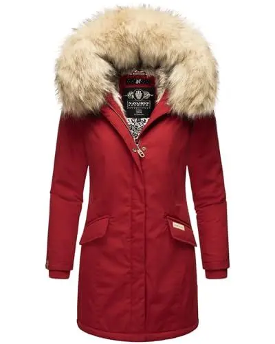 Produktbild: Navahoo Damen Winter Jacke Parka Mantel Winterjacke warm Kunstfell Premium B669 (B669-Christa-Dark-Red-Gr.XXL)