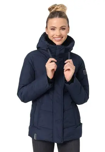 Produktbild: Navahoo Damen Winterjacke Winter Jacke gesteppt mit Teddyfell-Kragen Steppjacke B980 (B980-Sagja-Navy-Gr.M)