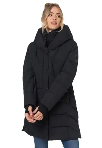Produktbild: Navahoo Damen Winterjacke lang gesteppte Winter Jacke warm Kapuze B959 (B959-Knutschi-Schwarz-Gr.M)