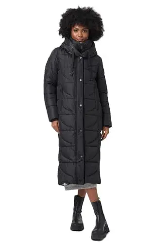 Produktbild: Navahoo Damen Winterjacke langer Wintermantel Winter Stepp Jacke Parka warm B972 (B972-Waffel-Schwarz-Gr.L)