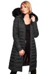 Produktbild: Navahoo Damen Wintermantel Mantel Steppmantel Winter Jacke lang Stepp warm Teddyfell B670 (B670-Uma-Schwarz-Gr.M)