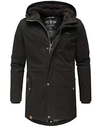 Produktbild: Navahoo Herren Winterjacke Parka Jacke warm lang Kapuze B662 (B662-Manak-Schwarz-Gr.M)