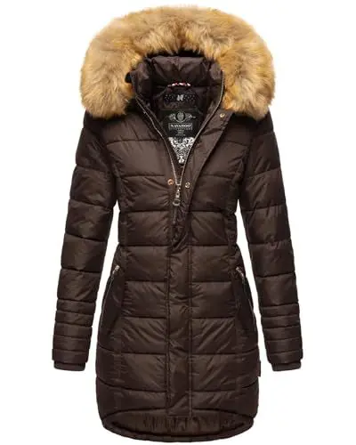 Produktbild: Navahoo Papaya Damen Winter Jacke Steppjacke Mantel Parka gesteppt warm B374 (B374-Papaya-Dark-Choco-Gr.M)