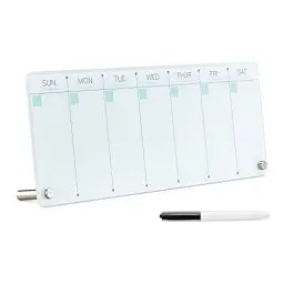 Produktbild: Navaris Wochenplaner aus Glas abwischbar - Whiteboard Kalender für Büro Schreibtisch - trocken abwischbar - Desktop Notizboard Organizer Terminplaner - Quadrate Design