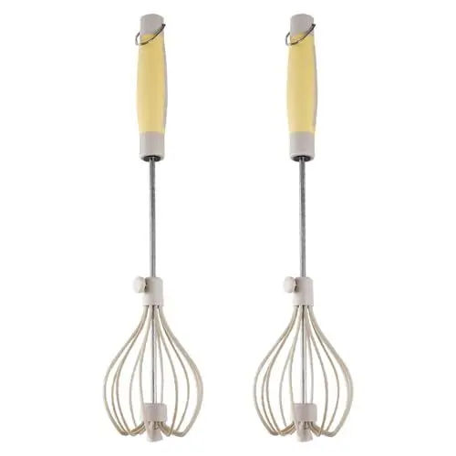 Produktbild: NAVESO 2 Stück Halbautomatischer Schneebesen aus Edelstahl Klein, Schneebesen Halbautomatisch, Hand Push Schneebesen, Halbautomatischer Handschneebesen, Hand Push Whisk Mixer zum Aufschäumen Rühren