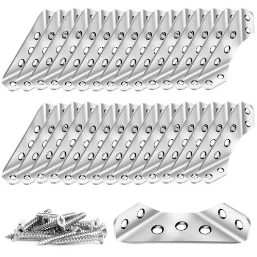 Produktbild: NAVESO 30PCS Dreiecksstütze Aus Edelstahl für Holz Möbel, 67x25x30 mm Möbelverbinder, Eckverbinder Metall, Winkelverbinder, Dreieckige Eckverbinder Für Regal, Schrank, Tisch, Stuhl