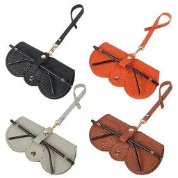 Produktbild: NAVESO 4 Stück Mode Sonnenbrillenetui, Sonnenbrille Tasche aus weichem Leder, Tragbares schlankes Brillenetui, Reiseschutzabdeckung für Brillen, Brillenetui mit Gürtelclip