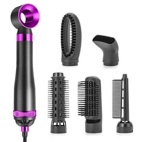 Produktbild: NAVESO 6 In 1 Warmluftbürste Rotierend, Haartrockner Bürste, Rundbürstenföhn, Lockenstab Warmluftbürste, Stylingbürsten Airstyler, Glättbürste, Haarstyler mit Hairstyler Föhnbürste für Trocknen Locken