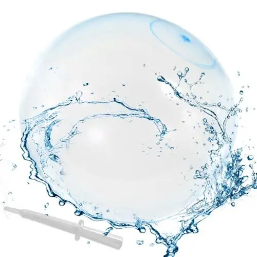 Produktbild: NAVESO Bubble Ball, Wasserball Bubble Reißfest, 120cm Transparenter Wasserblasenball, Große Bubble Bälle Wiederverwendbar Aufblasbarer mit Blasrohr für Kinder Strand Pool Garten Party Blau