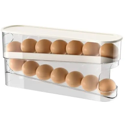 Produktbild: NAVESO Eier Aufbewahrung Kühlschrank, Eierhalter für Kühlschrank, Eierhalter Kühlschrank, Eierspender Kühlschrank, Eieraufbewahrungsboxen für Kühlschrank Aufbewahrung, Eierbox Hält 14 Große Eier