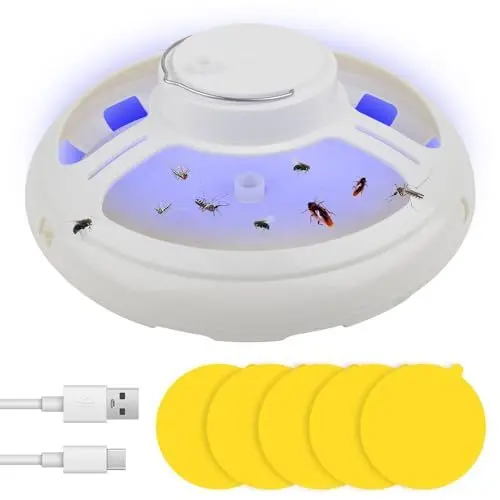 Produktbild: NAVESO Flohfalle, Flohfalle für Wohnung Elektrisch, Klebrige Flohfalle, Flohfallen Testsieger mit 5 Klebescheiben, Kakerlaken Falle, Flea Trap Lampe, LED Flohlichtfalle, Insektenfalle, Kuppelflohfalle
