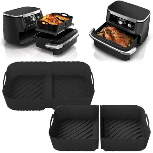 Produktbild: NAVESO Heißluftfritteuse Zubehör für Ninja Foodi Flexdrawer 10,4 L AF500DE, 3 Stück Airfryer Silikonform Zubehör, Air Fryer Accessories für Dual Zone Heißluftfritteuse, Airfryer Zubehör