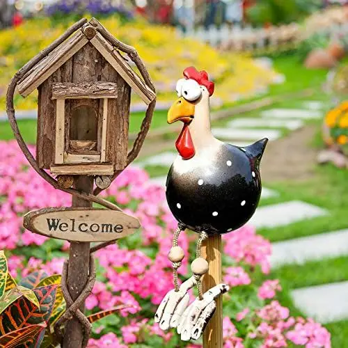 Produktbild: NAVESO Huhn Deko Harz, Huhn Deko Garten Harz, Gartendeko für Draußen Figuren Huhn, Harz Huhn Gartendeko, Lustiges Huhn Deko, Gartenstecker Figur, Gartendekorationen für Draussen