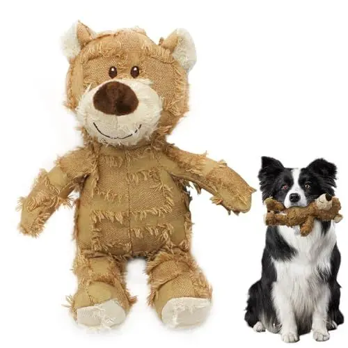 Produktbild: NAVESO Hundespielzeug Unzerstörbar Bär, Quietschend Plüsch für Welpen, Kuscheltier für Hunde, Dog Teddy Bear, Zerstörbär Plüschbär für Kleine Hunde
