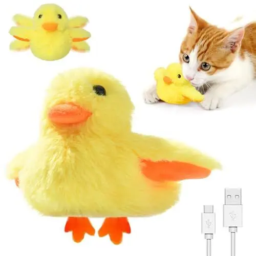 Produktbild: NAVESO Interaktives Katzenspielzeug Ente, Katzenspielzeug Selbstbeschäftigung, Katzenminze Spielzeug, Katzenspielzeug Elektrisch, Spielzeug Ente für Katzen, Wiederaufladbare Plüsch Katzenspielzeug