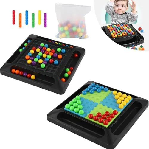 Produktbild: 2 in 1 Intellektuelles Schachbrett Doppelduell, 120 Stück Regenbogenball Brettspiel, Interlektuelles Schachbrett, Pädagogisches Schachbrettspiel Für Erwachsene Kinder
