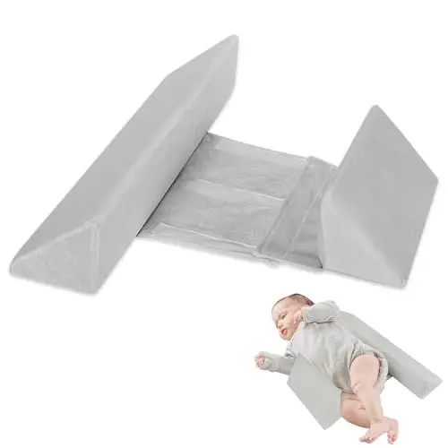 Produktbild: NAVESO Seitenschläferkissen, Lagerungskissen, Seitenstützkissen, Verstellbares, Abnehmbar Orthopädisches Kissen, Anti Roll Pillow, Side Support Pillow, Wattepad mit Rückenlehne, Samt Kissen (Grau)