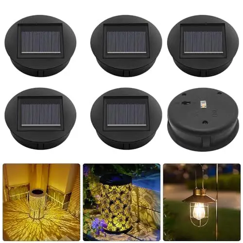 Produktbild: NAVESO Solarleuchten Ersatzteile, 6 Stück Ersatz Solarmodul für Gartenleuchten, Wasserdicht Solar Ersatzdeckel 8cm, Solarleuchten Ersatz Top mit LED, Solarleuchte Ersatz für Solarlaterne Garten Auße