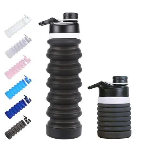 Produktbild: NAVTUE Faltbare Trinkflasche, 750 ml Faltbar Wasserflasche für Reisen, Fitnessstudio, Wandern, Büro, Camping (Schwarz)