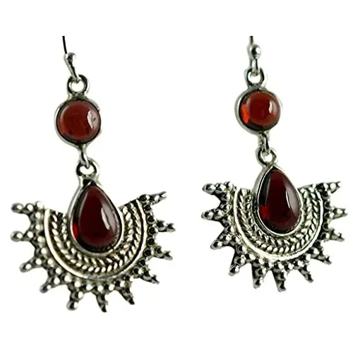 Produktbild: Navya Craft 925 Sterling Silber Granat handgemachter Damen Ohrring