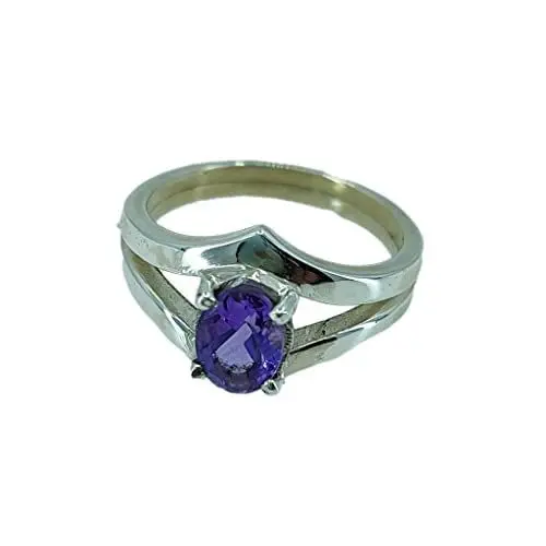 Produktbild: Navya Craft Amethyst-Stein-Silberring | 925 Sterling Silber Handgefertigter Statement-Versprechensring für Frauen | Natürlicher Edelstein Boho Schmuck | Geburtsstein Februar | Geschenk für Sie