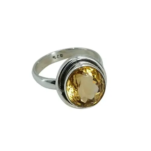 Produktbild: Navya Craft Citrin-Silberring, Größe 14,5 | 925 Sterling Silber Handgefertigter Statement-Versprechensring für Frauen | Natürlicher Edelstein Boho Schmuck | November-Geburtsstein | Geschenk für Sie
