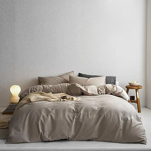 Produktbild: Nayoroom Bettwäsche 140x200 Khaki Uni Einfarbig Microfaser Bettbezug und Kissenbezug 70x90 cm mit Reißverschluss Weich und Bügelfrei