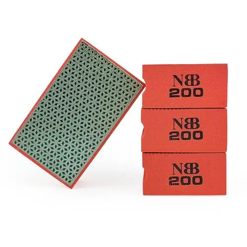 Produktbild: NBB Diamant-Handschleifpad zum Schleifen oder Polieren Diamant-Schleifblock Schleifschwamm mit flexiblem Schaumstoffrücken zum Schleifen von Stein Granit Keramik Fliesen Glas Holz Metall (4, 200#)