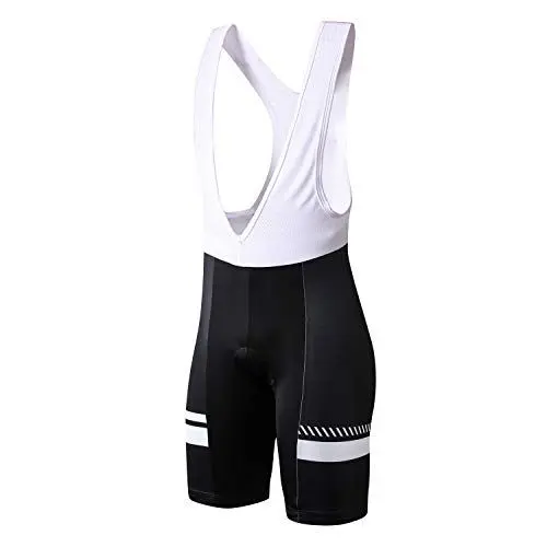Produktbild: NBIKE Bib Shorts Herren Radlerhose mit Träger Sitzpolster Rennradhose Fahrradbekleidung Männer Set Kurz Hose Fahrrad Rennrad MTB Moutainbike Schwarz Weiß L