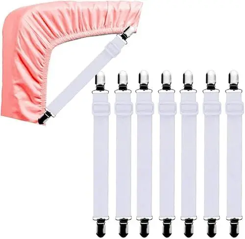 Produktbild: NC NC Verstellbare Bettlakenspanner, 8 Stück Elastische Bettlakenspanner, Lakenspanner mit Metallclips, für Bettlaken, Matratze, Bügelbrett Oder Sofa Einstellbare Länge 34 cm bis 100 cm