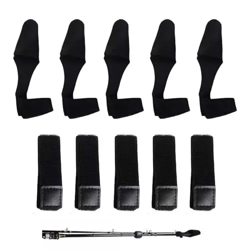 Produktbild: NCOALE 10 Stück Rutenbänder Angeln Set, Rutenschutz Elastische Angelrutentaschen, Angelrutenhalter Klettbänder Angelzubehör für Binden von Angelruten und Casting Schutz (Schwarz)