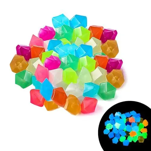 Produktbild: NCOALE 500 Stück Aquarium Deko Leuchtsteine, Harz Glow in The Dark Kieselsteine Bunt Garten Dekosteine für Vasen, für Aquarien und Outdoor Deko, Wiederholbar Kraft Durch Licht, Solarbetrieben